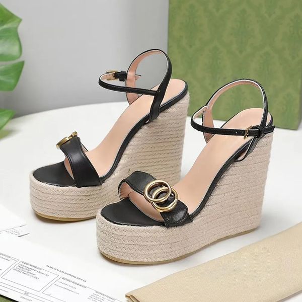 straw weaving wedge platform slope root sandals ankle strap exposed toe leather slip on flats luxury designer womens high heeled factory foo, Black
straw weaving wedge platform slope root sandals ankle strap exposed toe leather slip on flats luxury designer womens high heeled factory foo, Black