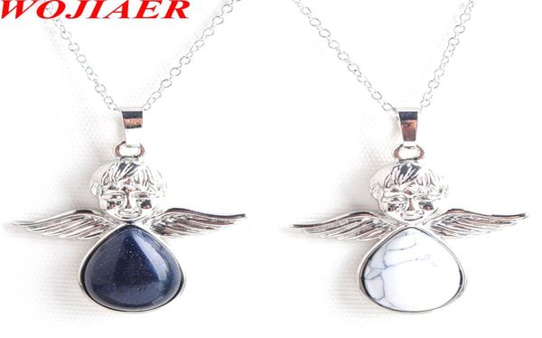 wojiaer angel wings natural agate quartz turquoise stones pendants necklaces bead women girls jewelry christmas gifts bm9026137005, Silver
wojiaer angel wings natural agate quartz turquoise stones pendants necklaces bead women girls jewelry christmas gifts bm9026137005, Silver