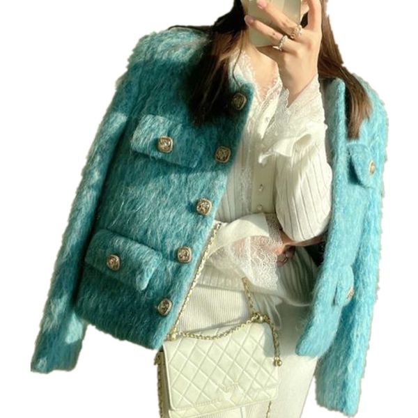 women's wool blends temperament blue tweed jacket autumn winter o-neck single breasted full sleeve fashion women outwear 230905, Black
women's wool blends temperament blue tweed jacket autumn winter o-neck single breasted full sleeve fashion women outwear 230905, Black