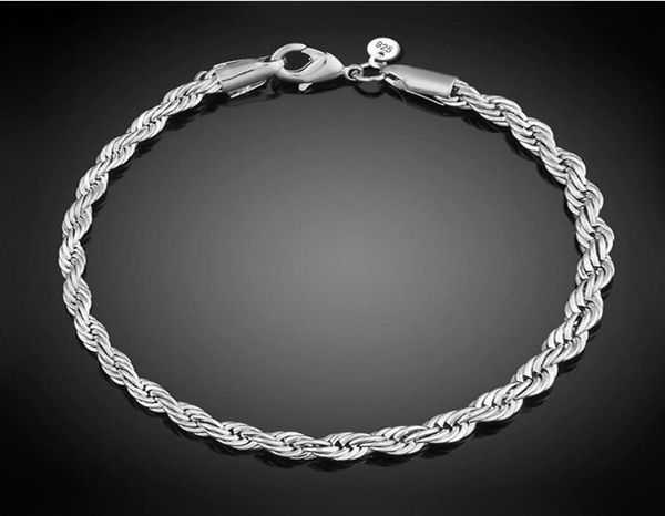 4 mm 925 sterling silver fashion rope chain bracelet for women men party bracelet european charms bracelets fit murano glass5136218, Black
4 mm 925 sterling silver fashion rope chain bracelet for women men party bracelet european charms bracelets fit murano glass5136218, Black