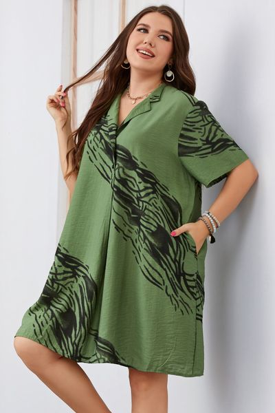 plus size dresses size women's shift dress turn down fronr button summer short sleeves shirt caual loose clothing streetwear robe 23090, Black
plus size dresses size women's shift dress turn down fronr button summer short sleeves shirt caual loose clothing streetwear robe 23090, Black