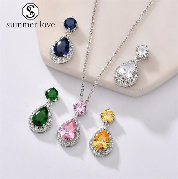 fashion teardrop cubic zirconia stud earrings pendant necklace for women silver chain charm engagement bridesmaid wedding jewerly 2817041
fashion teardrop cubic zirconia stud earrings pendant necklace for women silver chain charm engagement bridesmaid wedding jewerly 2817041
