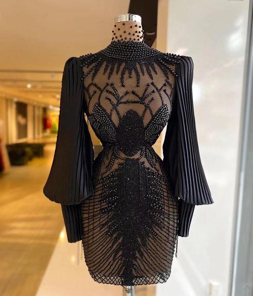 black pearls celebrity dresses long sleeves beading prom dresses for women short runaway dresses evening gowns custom made, Black;red
black pearls celebrity dresses long sleeves beading prom dresses for women short runaway dresses evening gowns custom made, Black;red