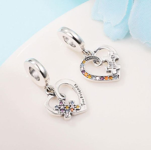 925 sterling silver puzzle piece hearts splittable friendship dangle bead fits european jewelry style charm bracelets9920490, Black
925 sterling silver puzzle piece hearts splittable friendship dangle bead fits european jewelry style charm bracelets9920490, Black