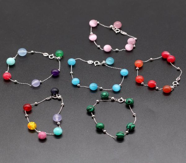 8 inch 925 sterling silver bracelet with 6 natural gemstones 8mm gem bracelet bangle with natural crystal agate stone bea1889825, Black
8 inch 925 sterling silver bracelet with 6 natural gemstones 8mm gem bracelet bangle with natural crystal agate stone bea1889825, Black