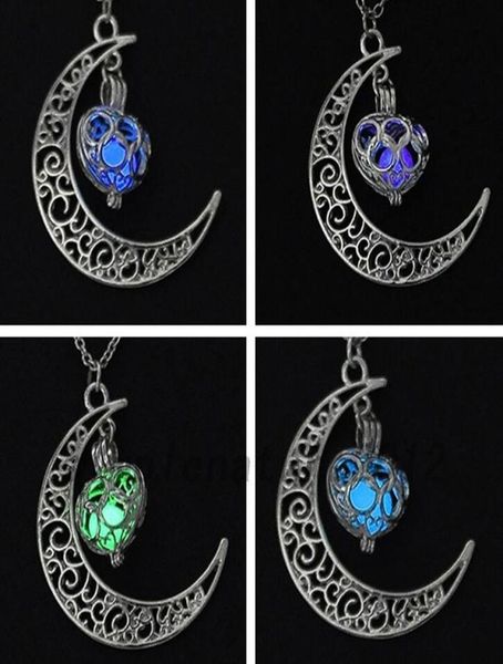 glow in the moon heartshaped pendant censer aromatherapy essential oil diffuser locket water drop pendant necklaces for women jew8553994, Silver