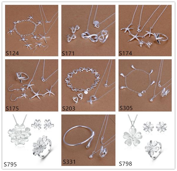 

women039s sterling silver jewelry sets 6 sets a lot mixed style ems58fashion 925 silver necklace bracelet earring ring jewelr1251358, Black