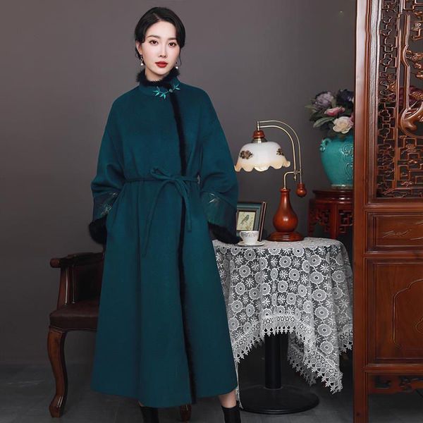 womens wool blends ethnic style cheongsam vintage long woolen coat autumn and winter fashion elegant chinese clothing women robes t1817 2309, Black
womens wool blends ethnic style cheongsam vintage long woolen coat autumn and winter fashion elegant chinese clothing women robes t1817 2309, Black