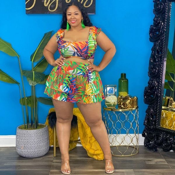 women's plus size tracksuits fashion women clothing 2 piece sets mini skirts outfit summer polyester mesh printing ruffled skirt suit 2, Black
women's plus size tracksuits fashion women clothing 2 piece sets mini skirts outfit summer polyester mesh printing ruffled skirt suit 2, Black
