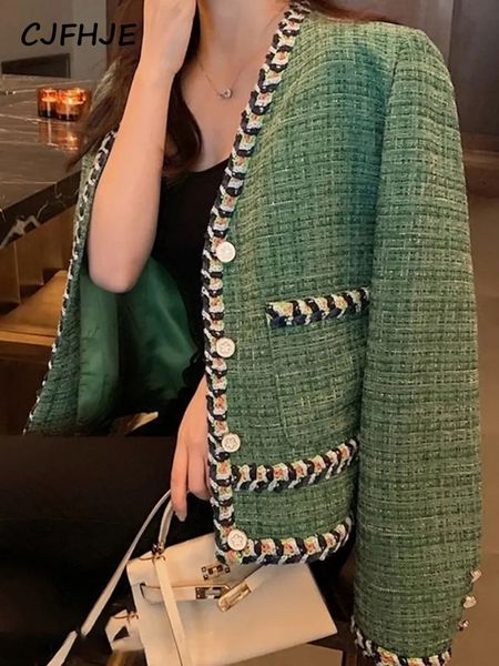 women's suits blazers cjfhje elegant luxury green plaid tweed jacket women french vintage spring autumn casual blazers high street shor, White;black
women's suits blazers cjfhje elegant luxury green plaid tweed jacket women french vintage spring autumn casual blazers high street shor, White;black