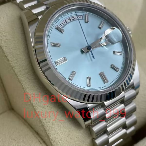 ice blue men's diamond graduated watch 40mm blue pointer automatic mechanical movement 904l stainless steel hidden folding watch buckle, Slivery;brown
ice blue men's diamond graduated watch 40mm blue pointer automatic mechanical movement 904l stainless steel hidden folding watch buckle, Slivery;brown