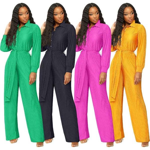 women's autumn designer jumpsuits new pleated lapel long sleeved wide leg jumpsuit with belt bodysuits pants rompers for woman, White
women's autumn designer jumpsuits new pleated lapel long sleeved wide leg jumpsuit with belt bodysuits pants rompers for woman, White