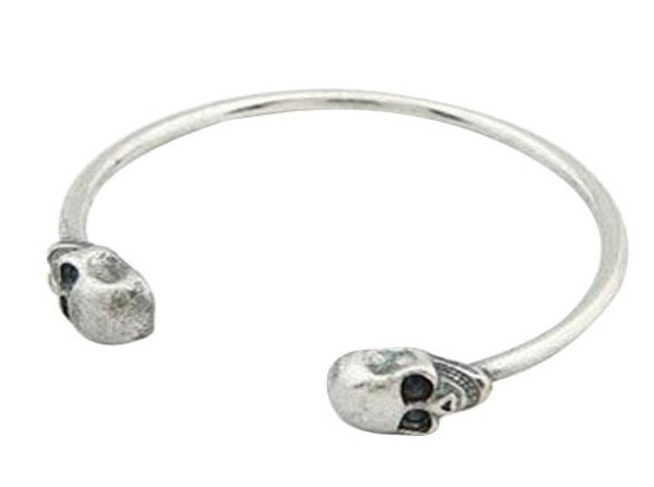fashion punk double head skull bracelet retro bracelet skull and bones open cuff bangle fashion jewelry girls bijoux accessories2730379, White 
fashion punk double head skull bracelet retro bracelet skull and bones open cuff bangle fashion jewelry girls bijoux accessories2730379, White