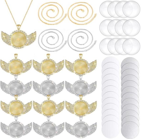 pendant necklaces sublimation wing blank trays set 12 rhinestone bezel round ammep2800188, Silver
pendant necklaces sublimation wing blank trays set 12 rhinestone bezel round ammep2800188, Silver