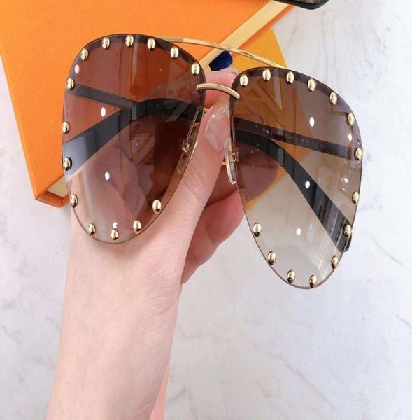 the party pilot sunglasses studes gold brown shaded sun glasses women fashion rimless sunglasses eye wear with box3572416, White;black
the party pilot sunglasses studes gold brown shaded sun glasses women fashion rimless sunglasses eye wear with box3572416, White;black
