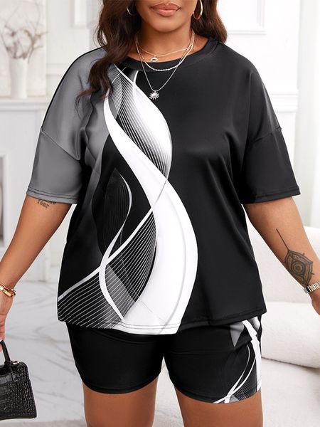 women's plus size tracksuits sets outifits 2023 contrast leopard print casual shorts set of two fashion pieces for women 230905, Black
women's plus size tracksuits sets outifits 2023 contrast leopard print casual shorts set of two fashion pieces for women 230905, Black