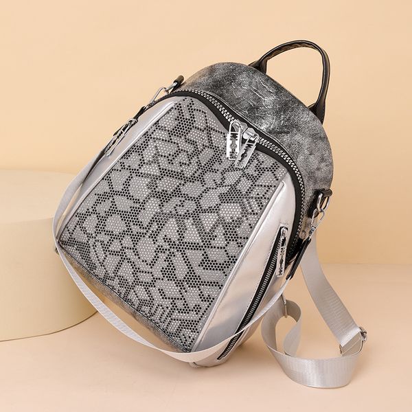Factory wholesale women shoulder bag 2 colors daily Joker snake handbag multifunctional punk rivet backpack soft glossy leather travel backpacks 620#, Silver
Factory wholesale women shoulder bag 2 colors daily Joker snake handbag multifunctional punk rivet backpack soft glossy leather travel backpacks 620#, Silver