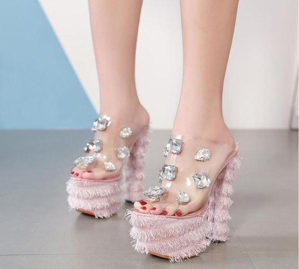 2019 new arrivals transparent pvc platform sandals chunky heel 17cm summer heels women rhinestone shoes tassels peep toes sli1685666, Black
2019 new arrivals transparent pvc platform sandals chunky heel 17cm summer heels women rhinestone shoes tassels peep toes sli1685666, Black