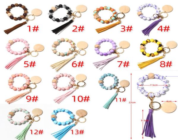 printed silicone beads keychain for keys wood bead bracelet keyring with tassel women men fashion wooden chips keyring whole6039160, Silver
printed silicone beads keychain for keys wood bead bracelet keyring with tassel women men fashion wooden chips keyring whole6039160, Silver