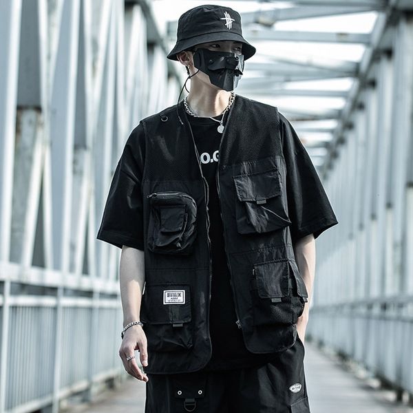 men's vests aogz streetwear hip hop multi pockets zipper cargo vest men techwear outwear tactical functional waistcoat sleeveless 23090, Black;white
men's vests aogz streetwear hip hop multi pockets zipper cargo vest men techwear outwear tactical functional waistcoat sleeveless 23090, Black;white