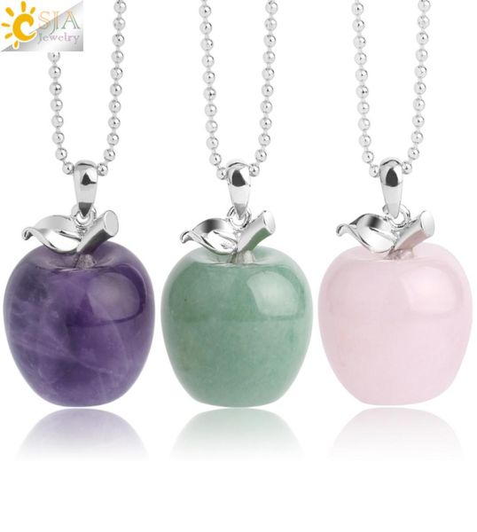 csja suspension apple natural stone pendant crystal pendants quartz bead necklaces fashion jewelry for female women gift g046 a5170975, Silver
csja suspension apple natural stone pendant crystal pendants quartz bead necklaces fashion jewelry for female women gift g046 a5170975, Silver