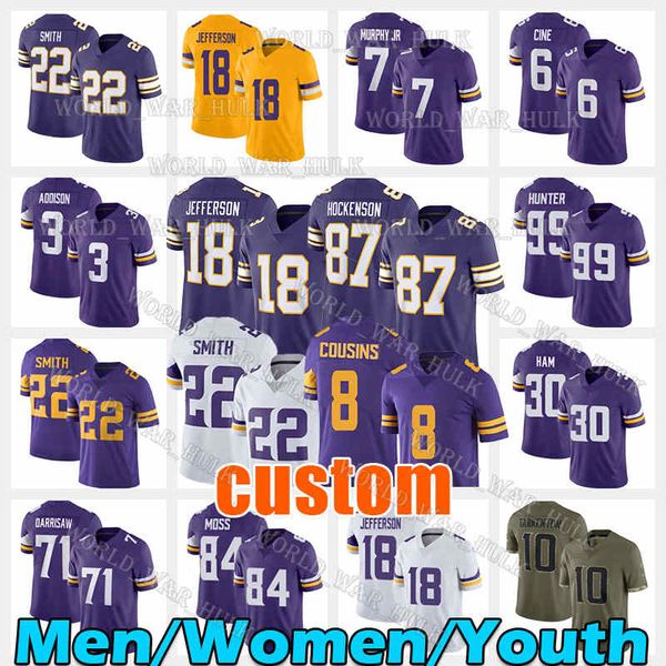 18 justin jefferson 87 t.j. hockenson football jersey 8 kirk cousins 3 addison tj harrison smith dj randy moss cj ham lewis cine minnesotas, Black;red
18 justin jefferson 87 t.j. hockenson football jersey 8 kirk cousins 3 addison tj harrison smith dj randy moss cj ham lewis cine minnesotas, Black;red