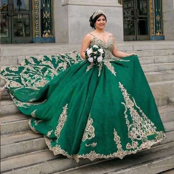 green mexican quinceanera dresses with cape glitter spaghetti strap ball gown sweet 15 prom dress gold lace appliques vestidos xv anos, Blue;red
green mexican quinceanera dresses with cape glitter spaghetti strap ball gown sweet 15 prom dress gold lace appliques vestidos xv anos, Blue;red