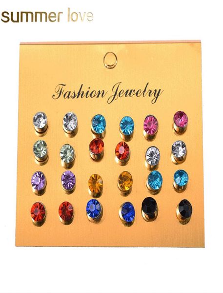 12pairs set colorful crystal zircon earrings set for women jewelry rhinestone piercing earring factory 4249149, Golden
12pairs set colorful crystal zircon earrings set for women jewelry rhinestone piercing earring factory 4249149, Golden