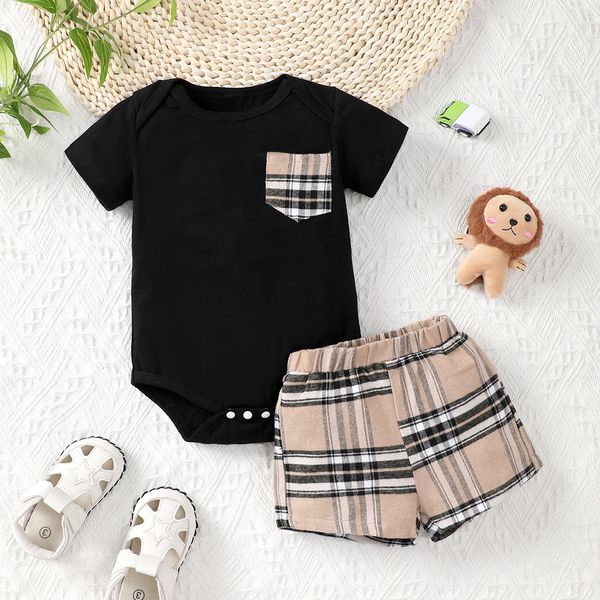 2pcs baby boys casual pocket patched short sleeve onesie & plaid shorts set clothes, Blue
2pcs baby boys casual pocket patched short sleeve onesie & plaid shorts set clothes, Blue