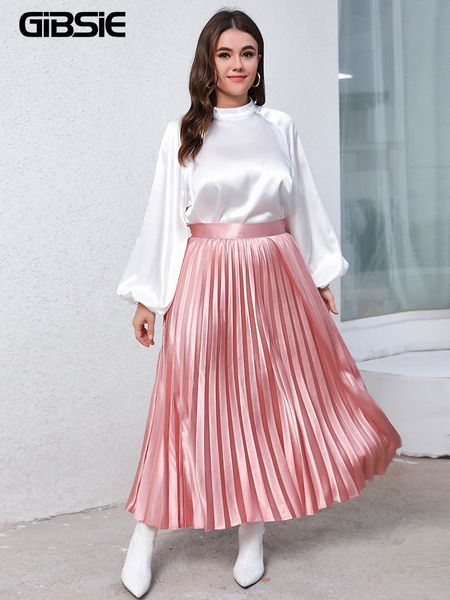 women's plus size tracksuits gibsie women two piece set spring fall mock neck lantern sleeve and pleated long skirts elegant office lad, Black
women's plus size tracksuits gibsie women two piece set spring fall mock neck lantern sleeve and pleated long skirts elegant office lad, Black