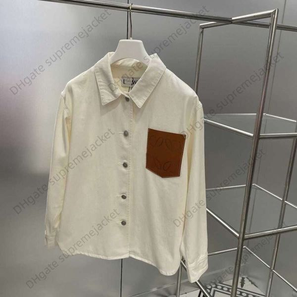 high version coat lowe new leather cutout pocket patch leather denim shirt long sleeved jacket couple unisex, White;black
high version coat lowe new leather cutout pocket patch leather denim shirt long sleeved jacket couple unisex, White;black