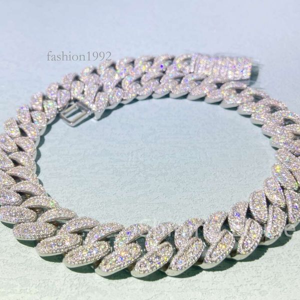 18mm fashion necklace bust down iced moissanite sier miami cuban link chain men necklace, Silver
18mm fashion necklace bust down iced moissanite sier miami cuban link chain men necklace, Silver
