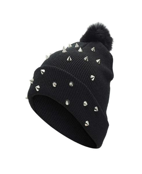beanieskull caps women punk rivet winter hat black big pom fashion knitted wool thick warm ladies2433836, Blue;gray
beanieskull caps women punk rivet winter hat black big pom fashion knitted wool thick warm ladies2433836, Blue;gray