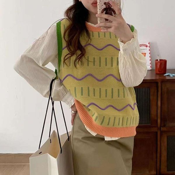 candy striped sweater vest womens college style round collar knitted spring and autumn sleeveless, Black;white
candy striped sweater vest womens college style round collar knitted spring and autumn sleeveless, Black;white