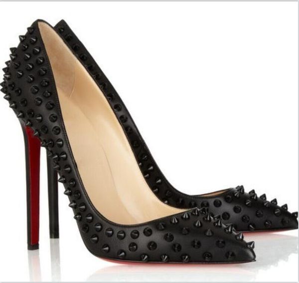 red-bottoms nude patent leather rivet spikes poined toes high heels shoes women lady genuine leather wedding shoes pumps stiletto heels, Black
red-bottoms nude patent leather rivet spikes poined toes high heels shoes women lady genuine leather wedding shoes pumps stiletto heels, Black