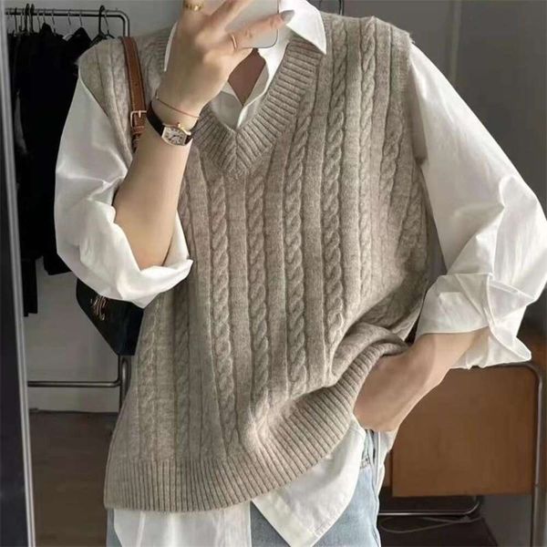 vest v neck outer match style sweater women loose knitted western sleeveless blouse womens clothing, Black;white
vest v neck outer match style sweater women loose knitted western sleeveless blouse womens clothing, Black;white