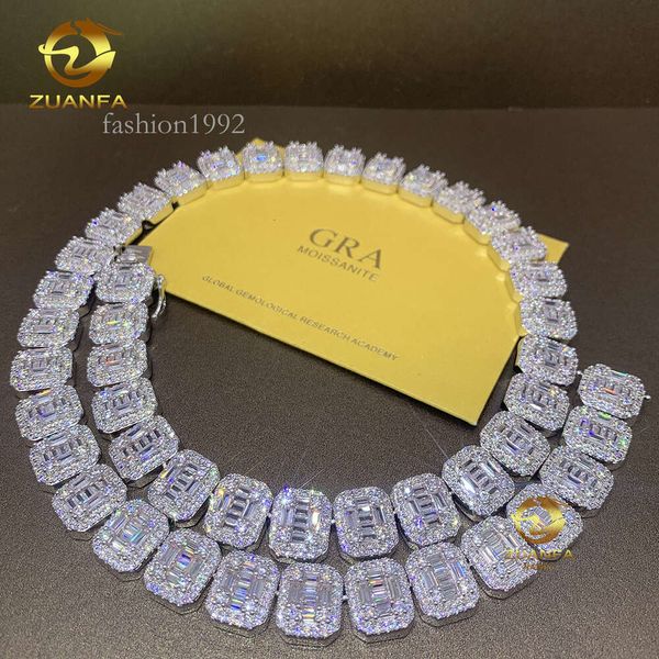 Top Icy Cuban Link Man Hip Hop Jewelry Necklace Sterling Sier Moissanite Cuban Necklace