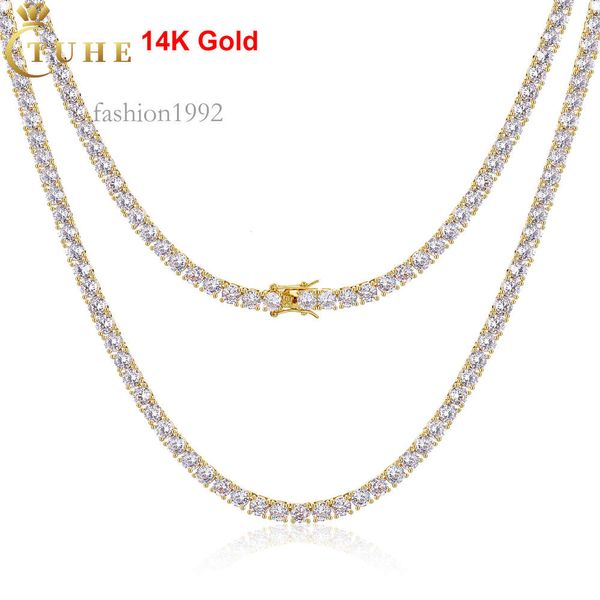 

2Mm-10Mm 14K Solid Real Gold Vvs Moissanite Diamond Tennis Chain Bracelet Necklace Men Women Fine Jewelry Wholesale Price