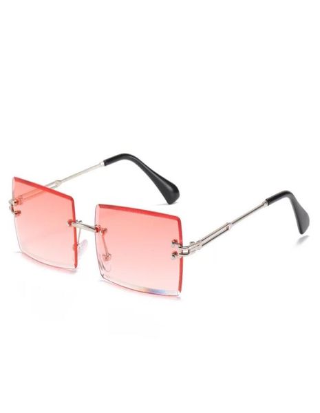

19 colors updated frameless trimmed square sunglasses for women and men fashion small sun glasses metal temples whole2036327, White;black