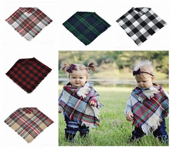 

kids ins plaid cloak cape baby girls plaid knitted pashmina shawl baby cute poncho fashion pography props super comfortable sha5905248, Blue;gray