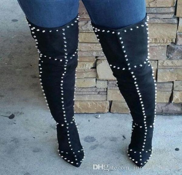 new metal nail genuine leather cashmere pointed highheeled shoes stage models show street women039s boots4513866, Black
new metal nail genuine leather cashmere pointed highheeled shoes stage models show street women039s boots4513866, Black
