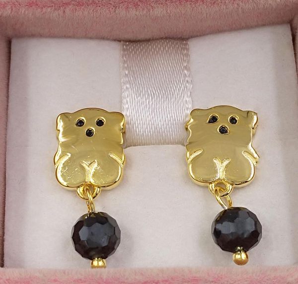 

kolcyki bear sweet dools stud 925 sterling fits european jewelry style gift andy jewel 4159035409035783, Golden;silver