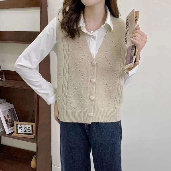 korean casual diamond v neck knitted vest for women autumn and winter style pure color stacked, Black;white
korean casual diamond v neck knitted vest for women autumn and winter style pure color stacked, Black;white