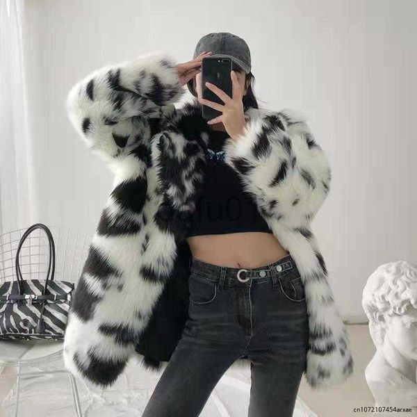 women's fur faux fur 2022 new fashion cow pattern fox fur coat women's faux fur all-in-one coat x0907, Black
women's fur faux fur 2022 new fashion cow pattern fox fur coat women's faux fur all-in-one coat x0907, Black