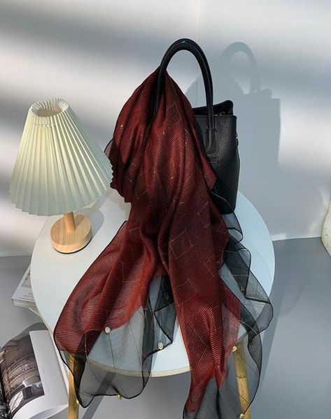 scarves arrival silk scarf for women luxury pashmina lady shawl pearl foulard beach stoles bandana 2021 1pc retail5552473, Blue;gray
scarves arrival silk scarf for women luxury pashmina lady shawl pearl foulard beach stoles bandana 2021 1pc retail5552473, Blue;gray