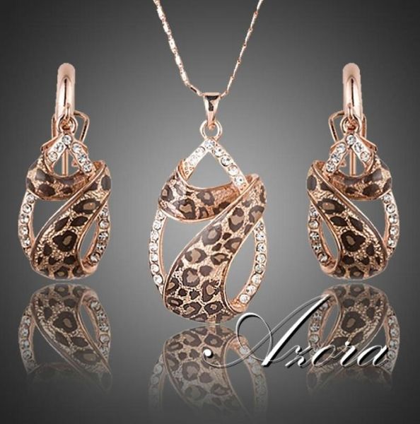 wholeazora rose gold plated austrian crystals water drop twining with leopard riband earrings and necklace jewelry sets tg0191248754, Silver
wholeazora rose gold plated austrian crystals water drop twining with leopard riband earrings and necklace jewelry sets tg0191248754, Silver
