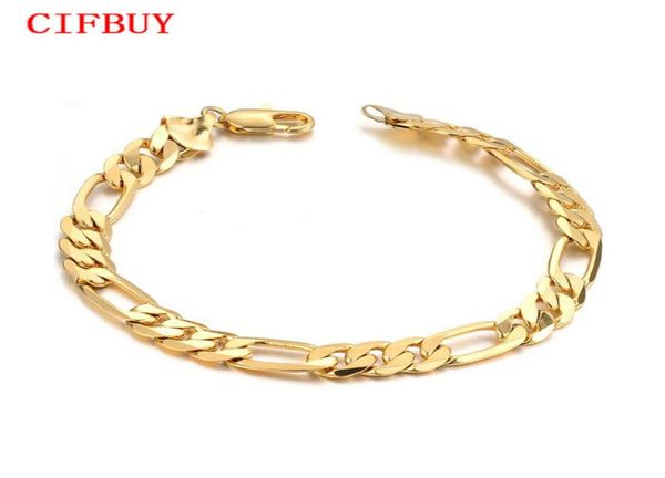 

cifbuy 7mm 21cm men039s bracelet new trendy gold color figaro stainless steel chain fashion jewelry gift pulseira masculina dm5644472, Golden;silver