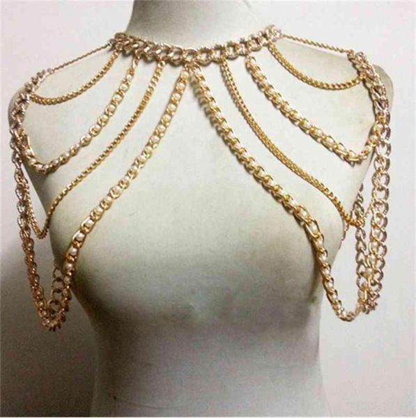 chran fashion women gold color body necklace chain charm multi layer faux pearl shoulder slave belly belt harness jewelry8369626, Silver
chran fashion women gold color body necklace chain charm multi layer faux pearl shoulder slave belly belt harness jewelry8369626, Silver