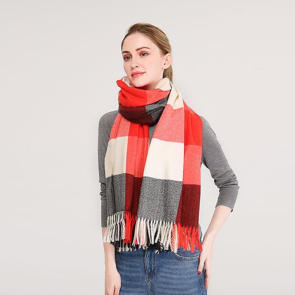 geometric plaid print scarf khaki color block coldproof shawl elegant casual warm wrap classic large scarves for women, Blue;gray
geometric plaid print scarf khaki color block coldproof shawl elegant casual warm wrap classic large scarves for women, Blue;gray