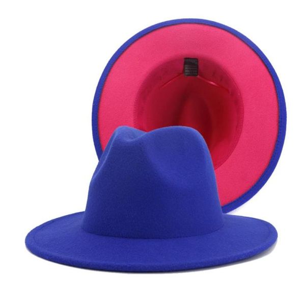 fashion doublesided blue with pink bottom woolen hat men women wide brim panama jazz fedora hats with felt band patchwok hat2675709, Blue;gray
fashion doublesided blue with pink bottom woolen hat men women wide brim panama jazz fedora hats with felt band patchwok hat2675709, Blue;gray